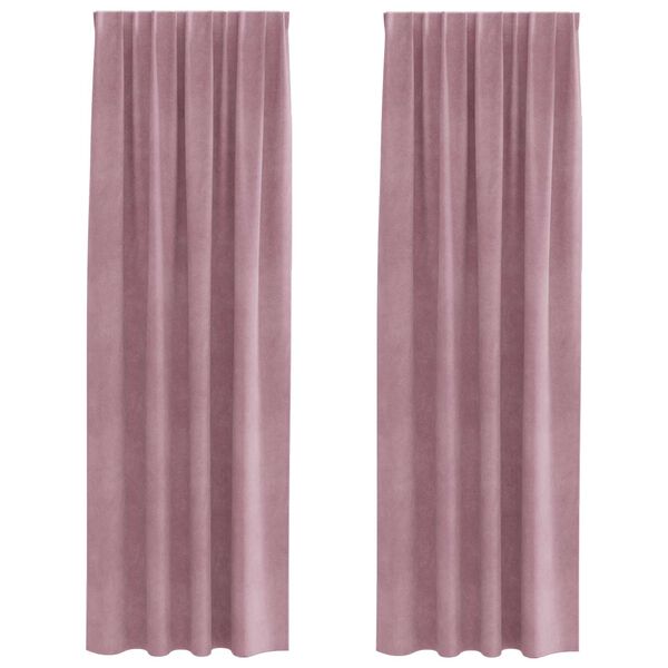 vidaXL M&oslash;rkl&aelig;gningsgardiner 2 pcs M&oslash;rk pink 140 x 245 cm Fl&oslash;jl
