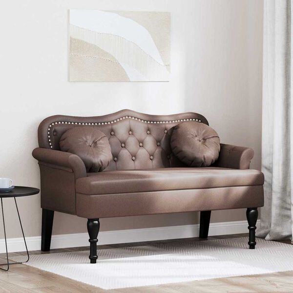 vidaXL Chesterfield b&aelig;nk med pude Brun 120.5 x 65 x 75 cm Faux l&aelig;der
