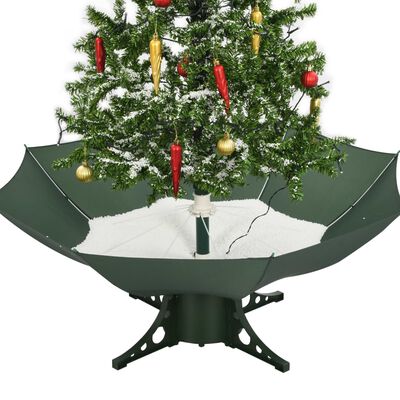 vidaXL juletræ med snefald paraplyfod 140 cm grøn