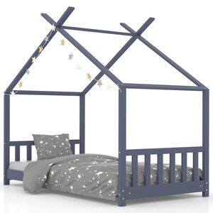 vidaXL sengestel til b&oslash;rneseng 70 x 140 cm massivt fyrretr&aelig; gr&aring;
