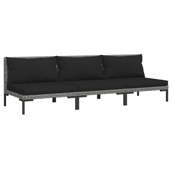 vidaXL moduler til havesofa 3 stk. med hynder halvrundt polyrattan