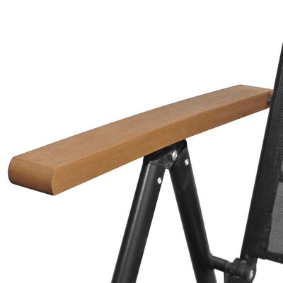 vidaXL udendørs spisebordssæt 7 dele med foldbare stole aluminium sort