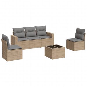vidaXL sofas&aelig;t til haven 6 dele med hynder polyrattan beige