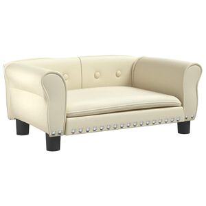 vidaXL hundeseng 70x45x30 cm kunstl&aelig;der cremefarvet