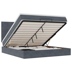 vidaXL osmannisk sengeramme med madrasser 200x200 cm fl&oslash;jl m&oslash;rkegr&aring;