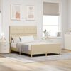 vidaXL Sengestel med hovedgærde Creme 140 x 190 cm Stof