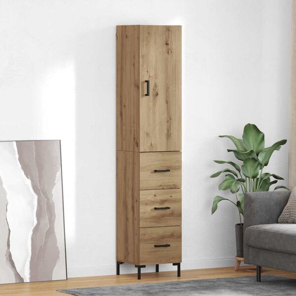 vidaXL Highboard Artisan Egetr&aelig; 69,5 x 34 x 180 cm Konstrueret tr&aelig;