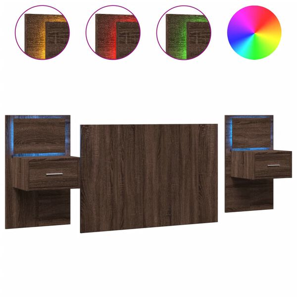 vidaXL sengegavl med skabe 120 cm konstrueret tr&aelig; brun egetr&aelig;sfarve