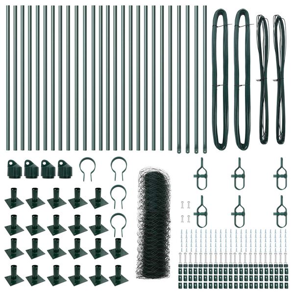 vidaXL Hegnspæl Grøn 50 x 0,8 m (50 mm net) Stål og PVC