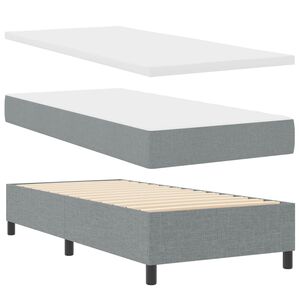 vidaXL Box spring seng med LED-lysstrimler Lysegr&aring; 90 x 190 cm Stof