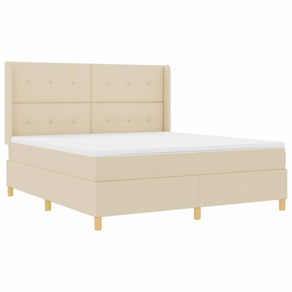 vidaXL Box spring seng med madras Creme 180 x 200 cm Stof