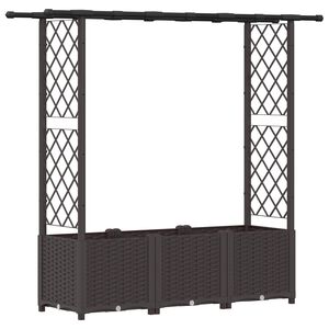 vidaXL H&aelig;vet Bed med Trellis og Tag Brun 162,5 x 40 x 136 cm PP