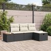 vidaXL Havesofa Sæt med pude 4 pcs Sort Poly rattan