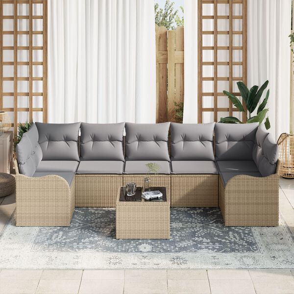 vidaXL Havesofa Sæt Beige 55 x 55 x 37 cm polyrattan