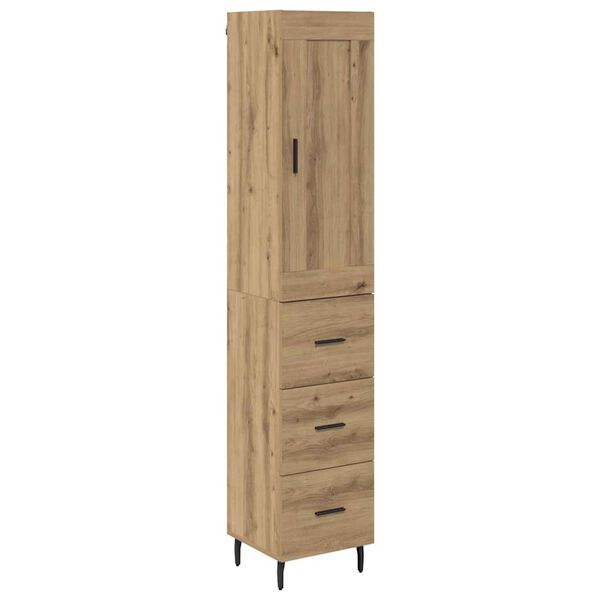 vidaXL Highboard Artisan Egetr&aelig; 34,5 x 34 x 180 cm Konstrueret tr&aelig;