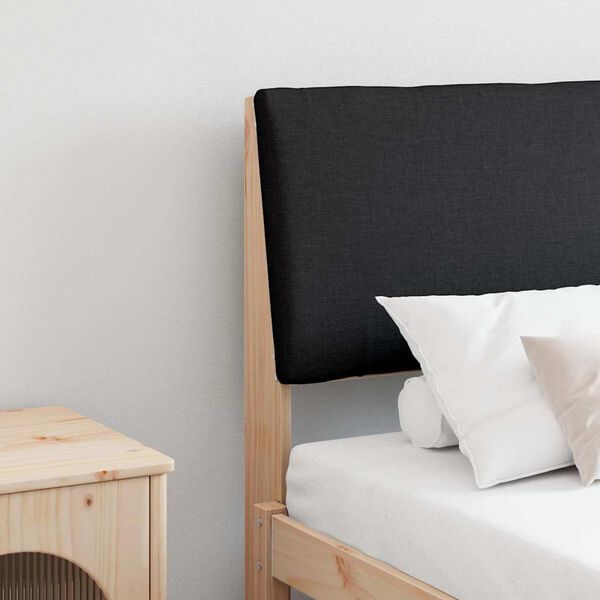 vidaXL Polstret sengegavl Sort 200 cm Massiv fyrretr&aelig;