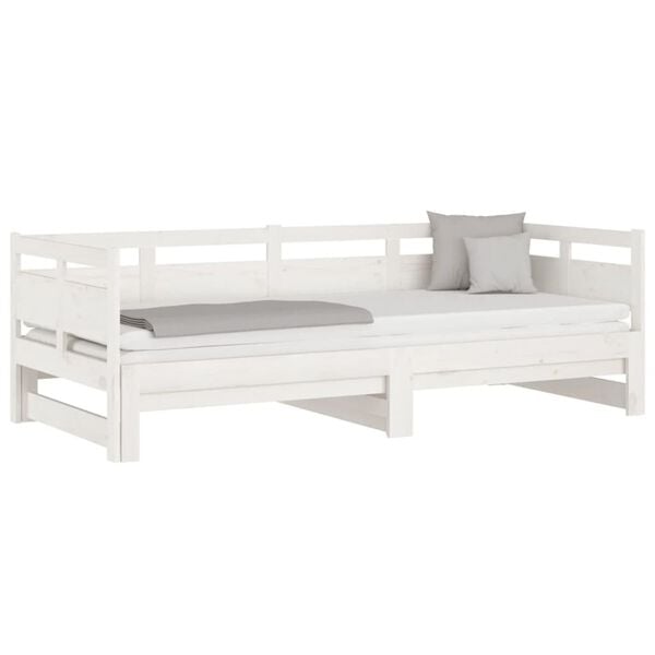 vidaXL daybed med udtr&aelig;k 2x(90x190) cm massivt fyrretr&aelig; hvid