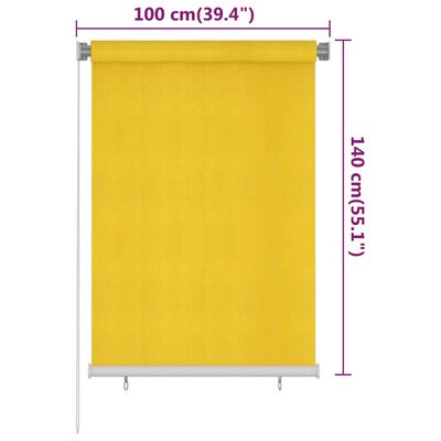 vidaXL udendørs rullegardin 100x140 cm HDPE gul