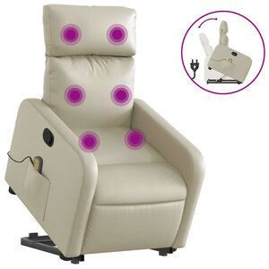 vidaXL l&oslash;ftestol med massagefunktion kunstl&aelig;der cremefarvet
