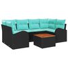 vidaXL Havesofa S&aelig;t 7 stk. Sort og turkis polyrattan