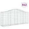 vidaXL buede gabionkurve 12 stk. 200x30x80/100 cm galvaniseret jern