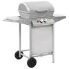 vidaXL gasgrill med 2 madlavningszoner rustfrit st&aring;l s&oslash;lvfarvet