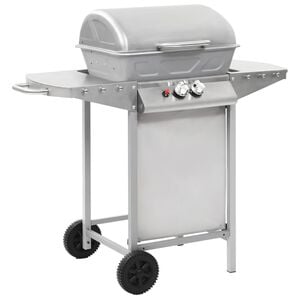 vidaXL gasgrill med 2 madlavningszoner rustfrit st&aring;l s&oslash;lvfarvet