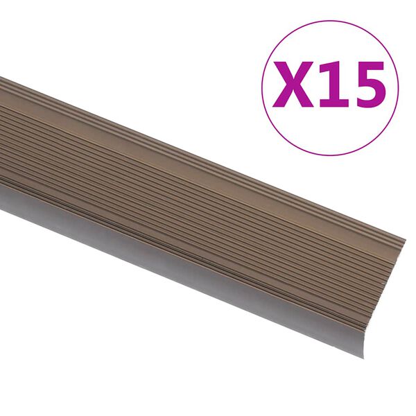 vidaXL trappelister 15 stk. L-facon 100 cm aluminium brun