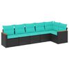 vidaXL havesofas&aelig;t med 6 hynder sort polyrattan
