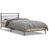 vidaXL sengeramme 90x200 cm konstrueret tr&aelig; og metal sonoma-eg