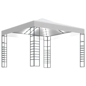 vidaXL havepavillon med LED-lysk&aelig;der 3x3 m hvid