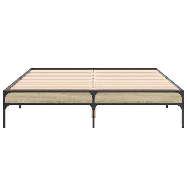 vidaXL sengestel 140x200 cm konstrueret træ og metal sonoma-eg