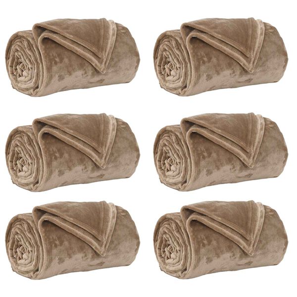 vidaXL Kastet&aelig;pper 6 pcs Camel 130 x 150 cm Fleece