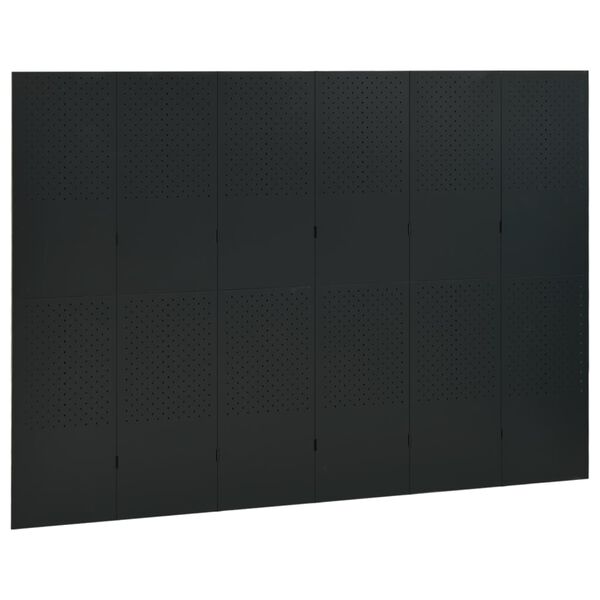 vidaXL 6-panels rumdeler 240x180 cm st&aring;l sort