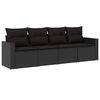 vidaXL sofas&aelig;t til haven 4 dele med hynder polyrattan sort