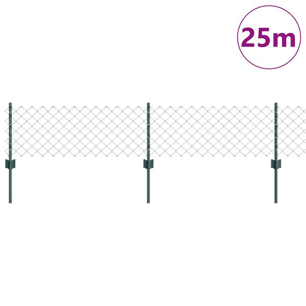 vidaXL Hegn med post Gr&oslash;n 0,4 x 25 m St&aring;l og PVC