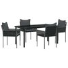 vidaXL Have Spisebordss&aelig;t 5 pcs Sort og gr&aring; PE Rattan