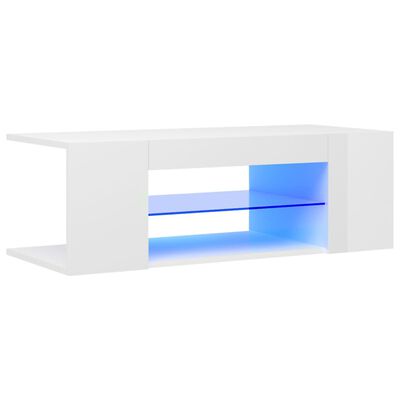 vidaXL tv-skab med LED-lys 90x39x30 cm hvid højglans