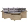 vidaXL Havesofa S&aelig;t med opbevaring 5 pcs Beige polyrattan