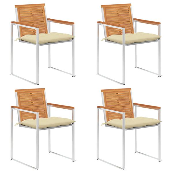 vidaXL havestole 4 stk. med hynder massivt akacietr&aelig;