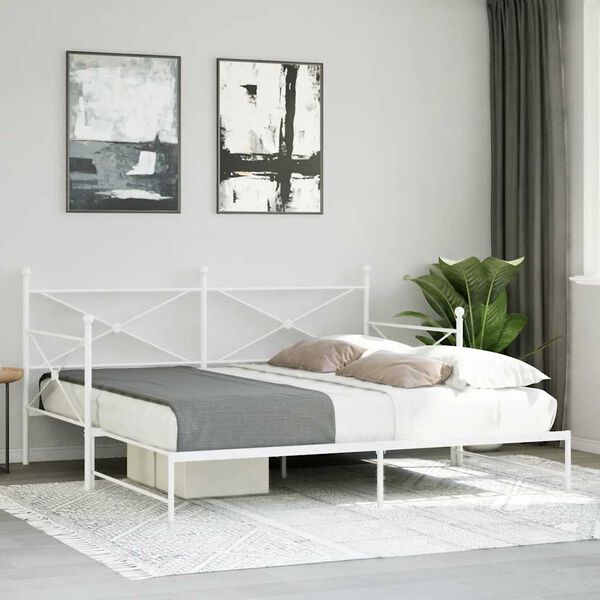 vidaXL daybed med udtræk uden madras 100x190 cm stål hvid