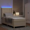 vidaXL Box spring seng med madras med LED Creme 90 x 190 cm Stof