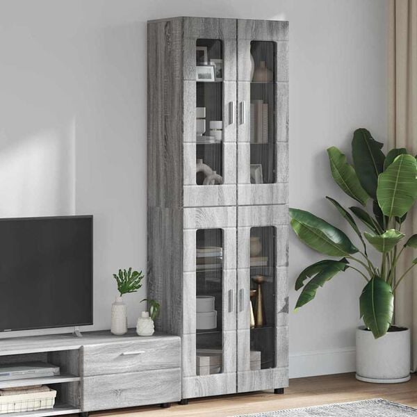 vidaXL Highboard FLORIN Gr&aring; Sonoma 60 x 35 x 182 cm Konstrueret tr&aelig;