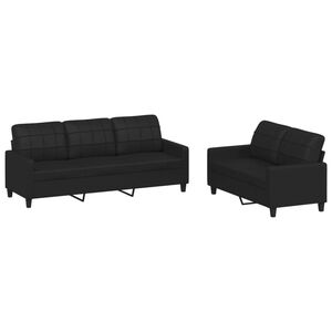 vidaXL sofas&aelig;t 2 dele med hynder kunstl&aelig;der sort