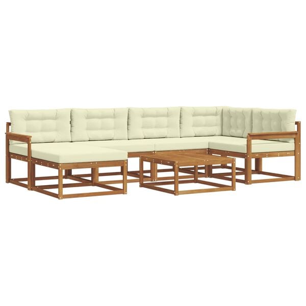 vidaXL Udend&oslash;rs sofagruppe med pude 7 pcs Naturlig og Fl&oslash;de