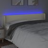 vidaXL sengegavl med LED-lys 183x16x78/88 cm kunstl&aelig;der cremefarvet