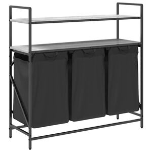 vidaXL vasketøjskurv 3 rum med hylder grå sonoma-eg