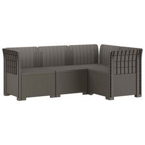 vidaXL 4-Persons Have Sofa Rattan Look PP Lysegr&aring;