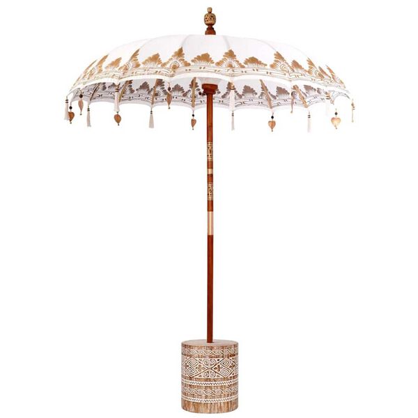 vidaXL Balinesisk parasol med base Creme 185 x 185 x 260 cm