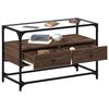 vidaXL tv-bord med glasplade 80x35x51 cm konstrueret tr&aelig; brun eg